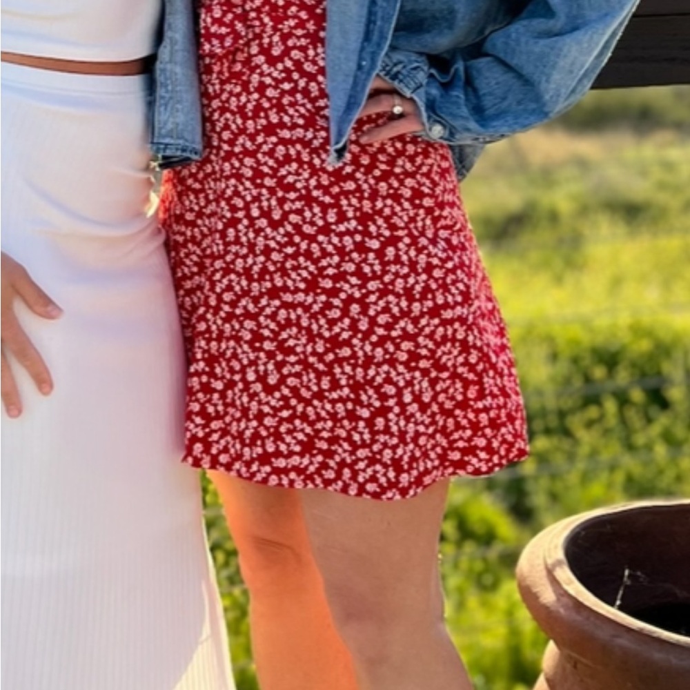 Floral Red dress with spaghetti straps